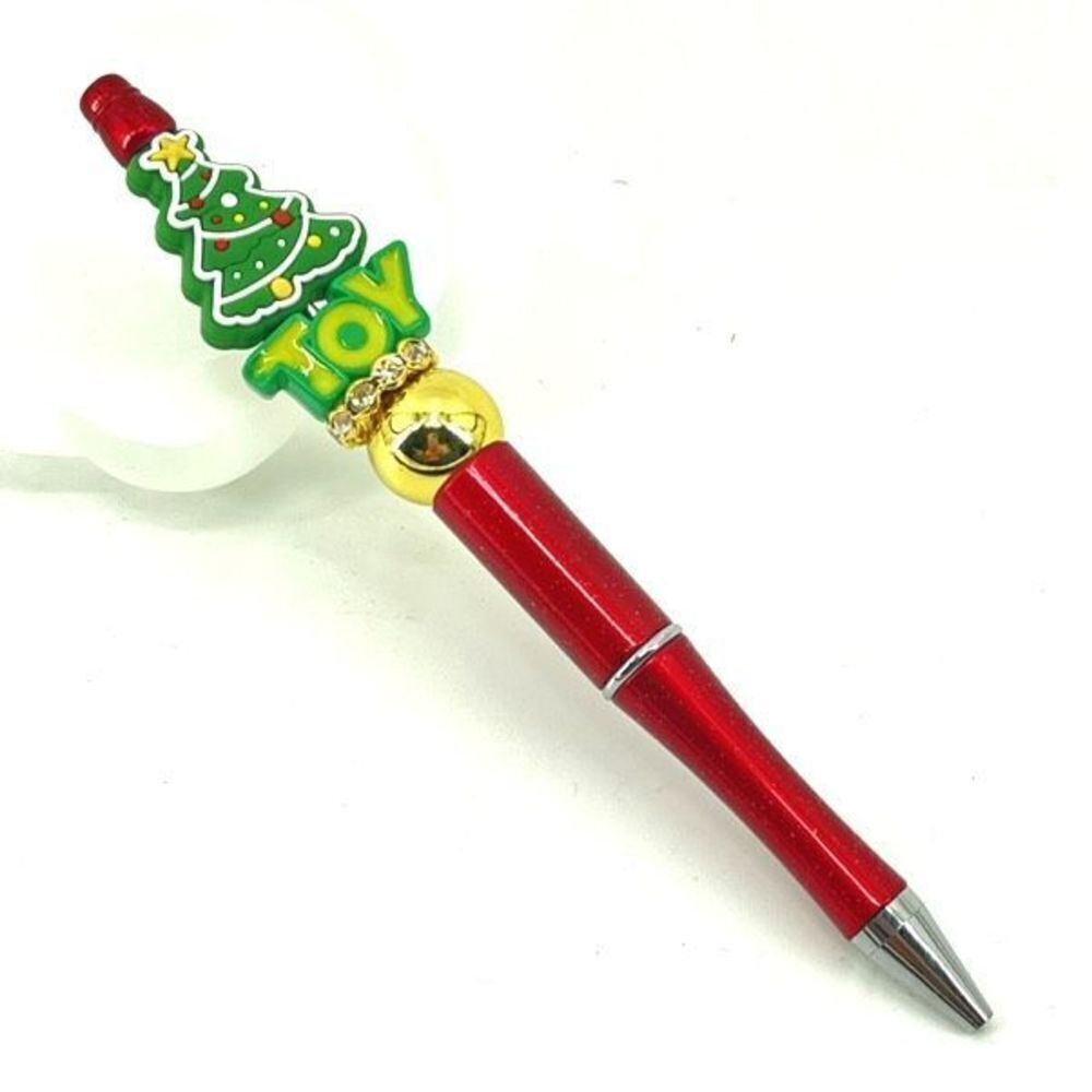 Christmas tree toy spell out pen handmade NEW bling rhinestone gold red green